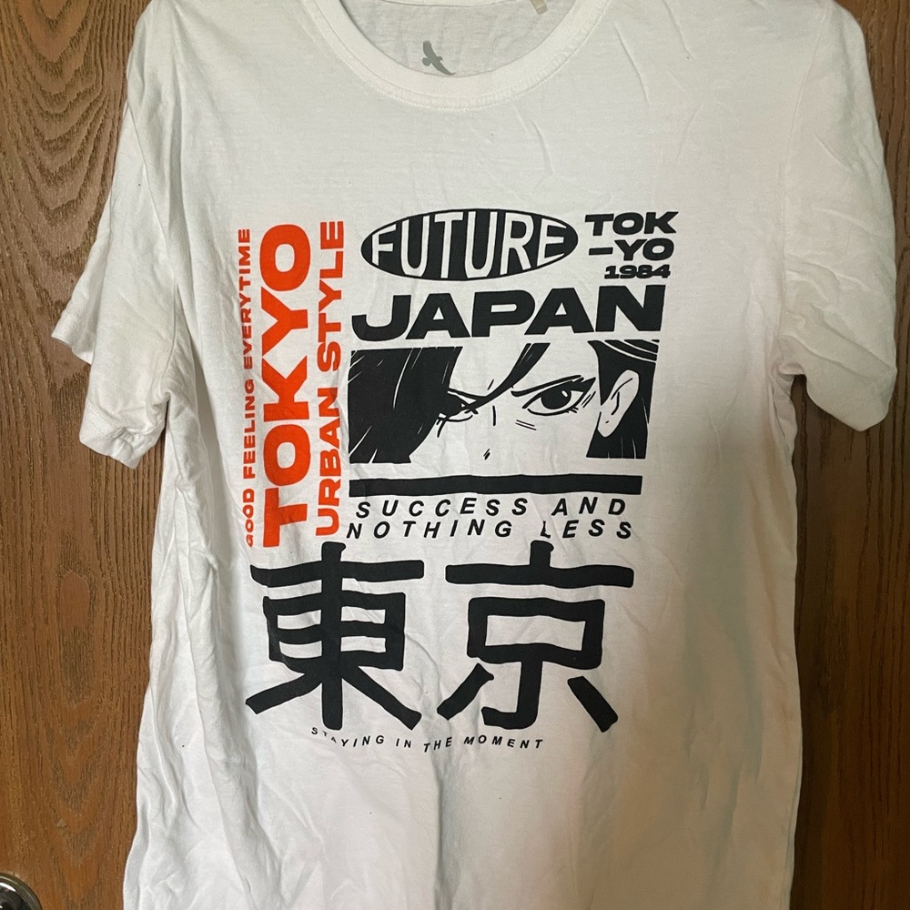 White Graphic Tee with Tokyo Print